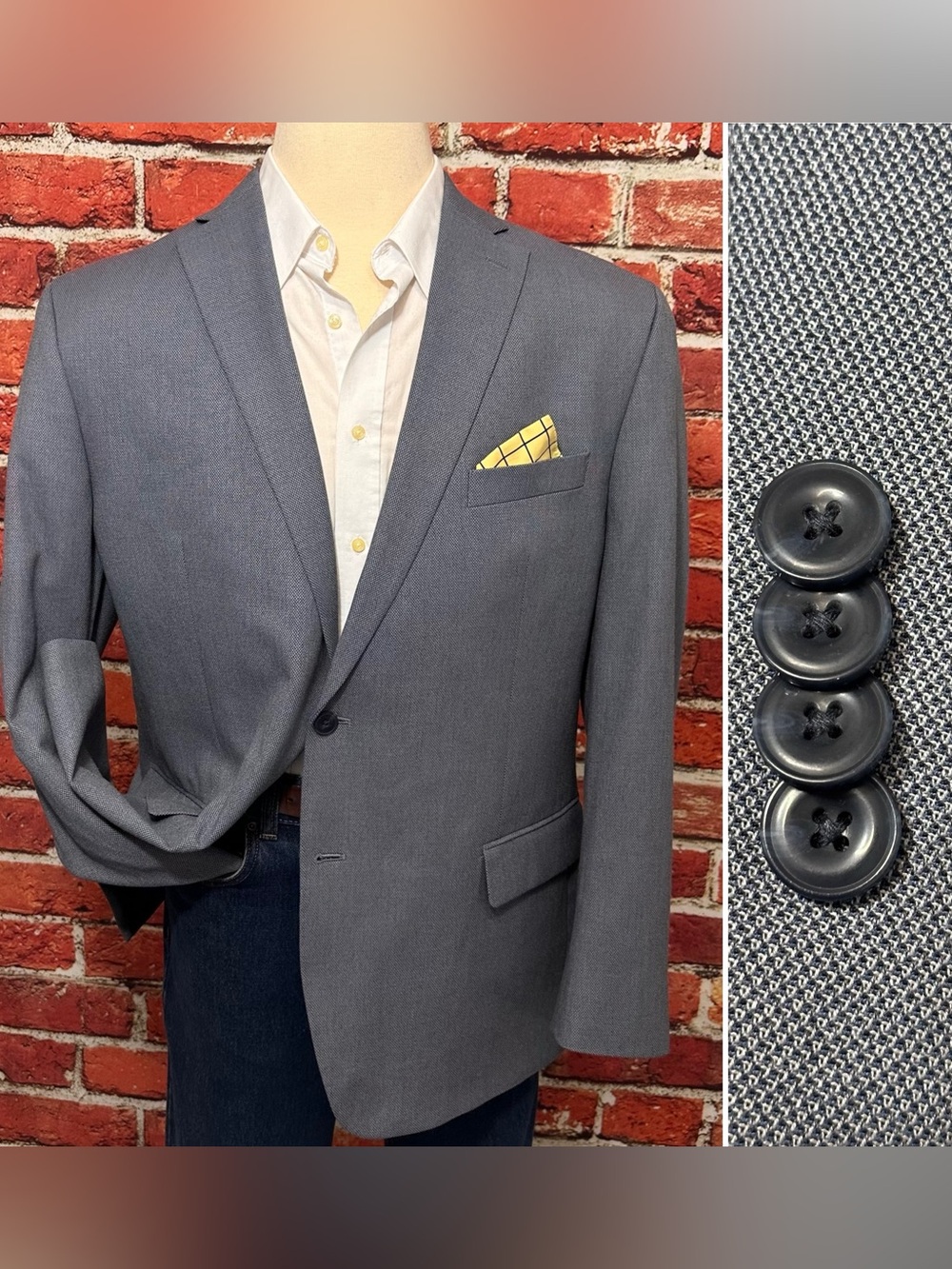 MICHAEL KORS BLAZER MENS SZ 48L LONG FIT BLUE MICRO BIRDSEYE SPORT COAT JACKET
